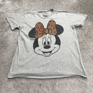 Disney Minnie Mouse Graphic T-Shirt Unisex XL Gray Crew Neck Short Sleeve Tee
